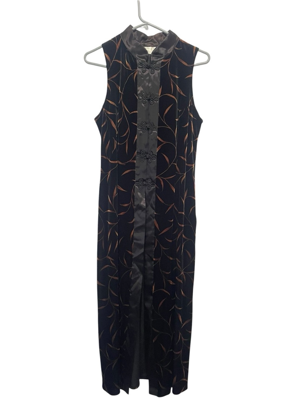VTG Cache Stylish Asian-inspired Duster Tunic Women's Size 10 Black Gold